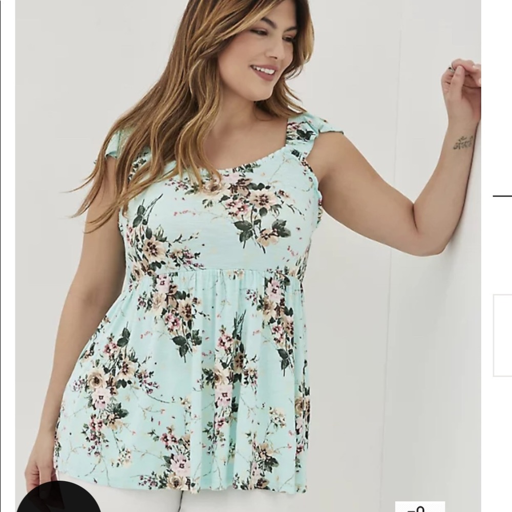 Torrid top / PEPLUM TANK - SUPER SOFT FLORAL BLUE SIZE 5